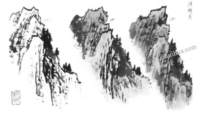 淺絳山水著色