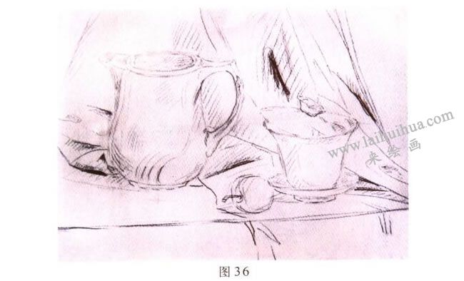 茶具水彩畫寫生步驟01