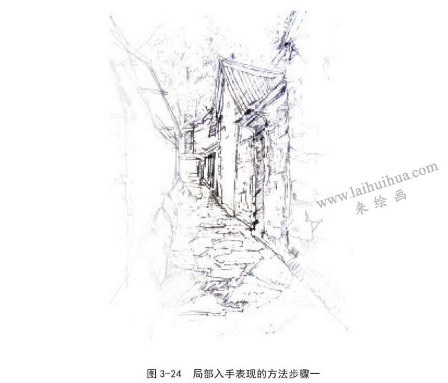 黑白風(fēng)景速寫從局部入手表現(xiàn)的方法步驟01
