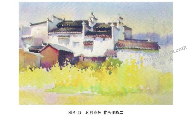 延村春色  作畫步驟二