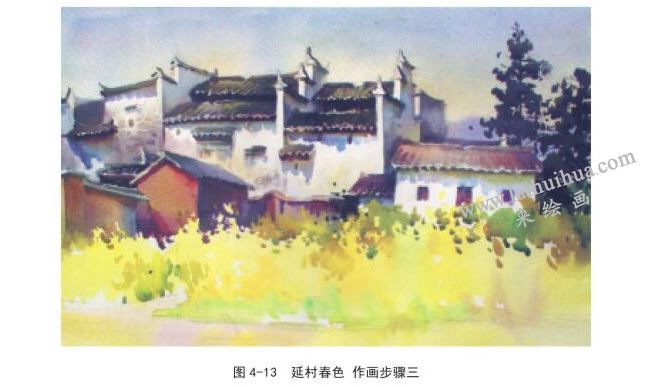 延村春色  作畫步驟三