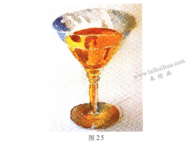 玻璃酒杯水彩畫寫生步驟02