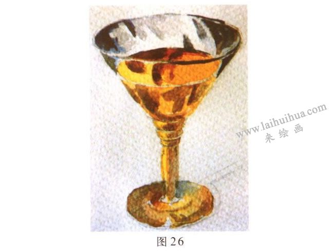 玻璃酒杯水彩畫寫生步驟03
