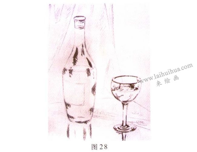 玻璃酒具水彩畫寫生步驟01