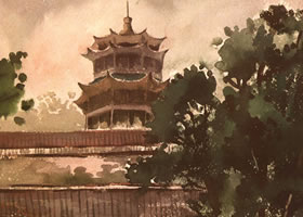 《塔》風(fēng)景水彩的寫(xiě)生步驟與方法