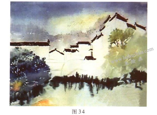《宏村一角》水彩風景畫的寫生步驟02