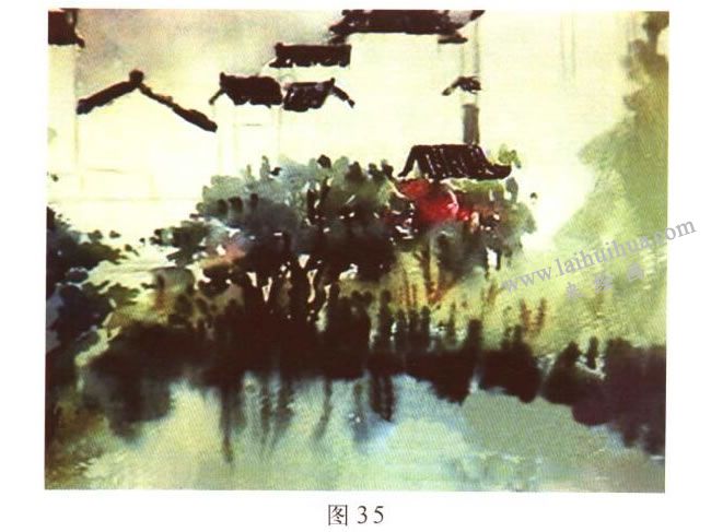 《宏村一角》水彩風景畫的寫生步驟03