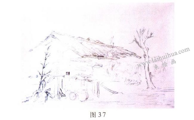 《林場小屋》風景水彩畫的寫生步驟01