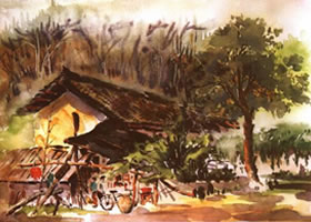 《林場(chǎng)小屋》風(fēng)景水彩畫的寫生步驟與方法