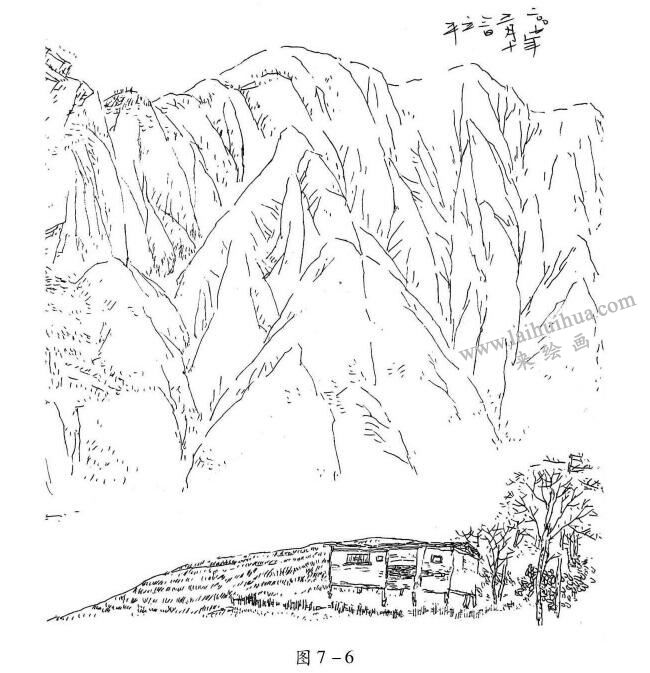 山石速寫繪畫的步驟解析01