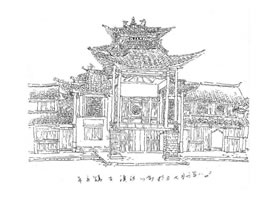 用磚瓦建成的居民和古建筑速寫畫法解析