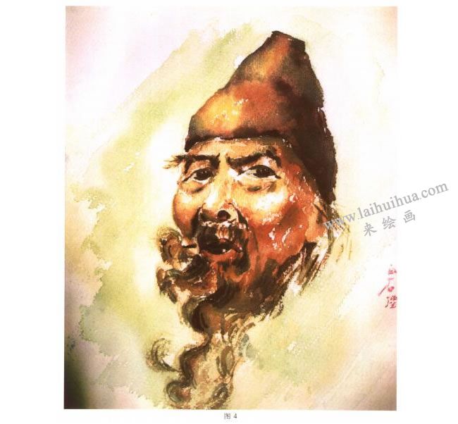 人物頭像水彩畫寫生步驟04