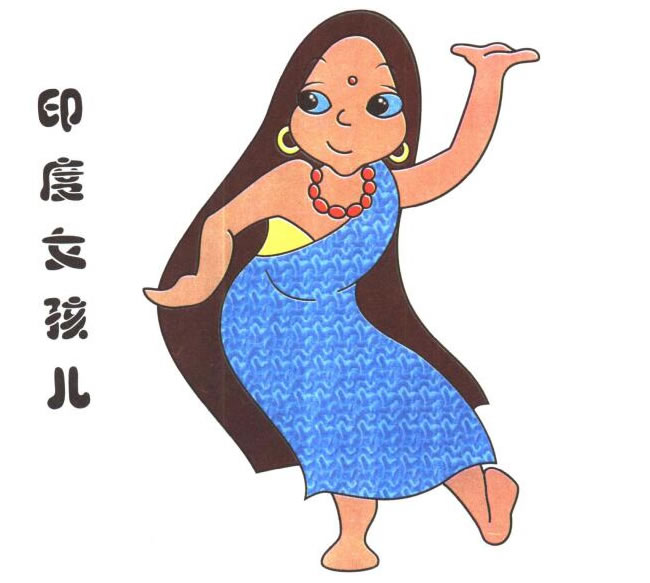 印度女孩兒童卡通畫