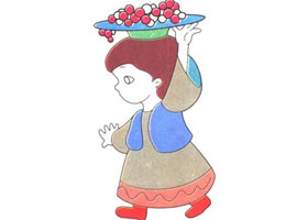 新疆女孩兒童卡通畫