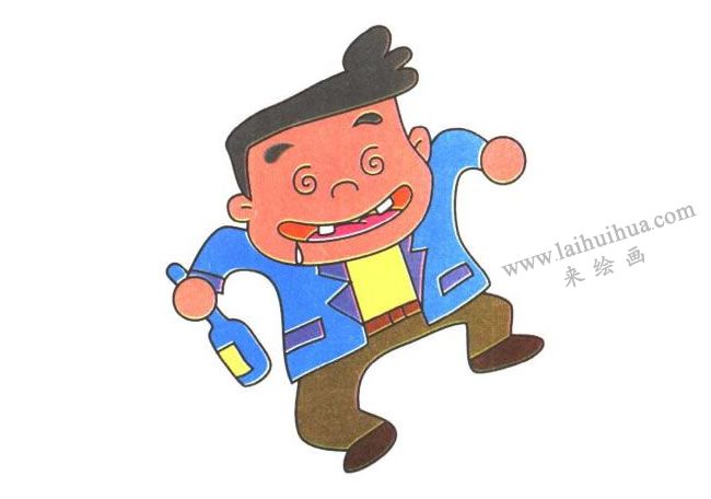 醉酒的人兒童卡通畫