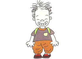 大嘴男孩兒童卡通畫