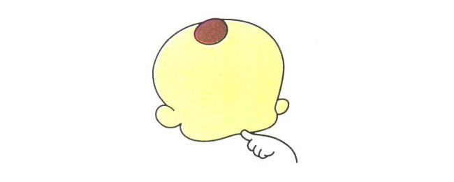 頭部，戴兜兜的小孩兒童卡通畫法步驟01