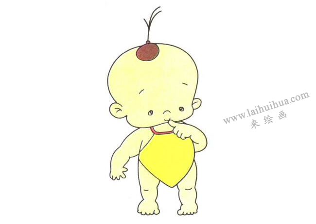 戴兜兜的小孩兒童卡通畫