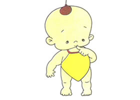戴兜兜的小孩兒童卡通畫(huà)