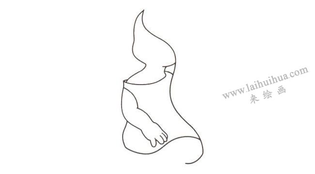 女孩的頭部、上身輪廓