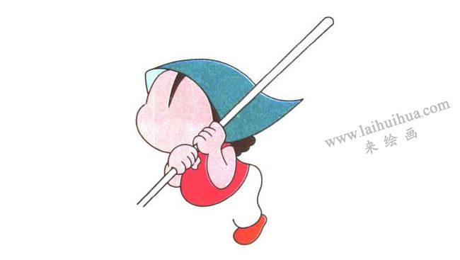 姐姐的上身、褲子和左腳；愛勞動(dòng)的姐姐兒童卡通畫法步驟02