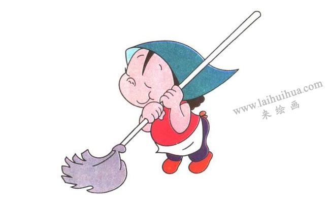 愛勞動(dòng)的姐姐兒童卡通畫