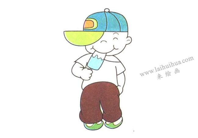 吃冰棍的小弟弟兒童卡通畫