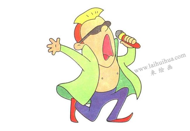 卡拉OK中的男人兒童卡通畫