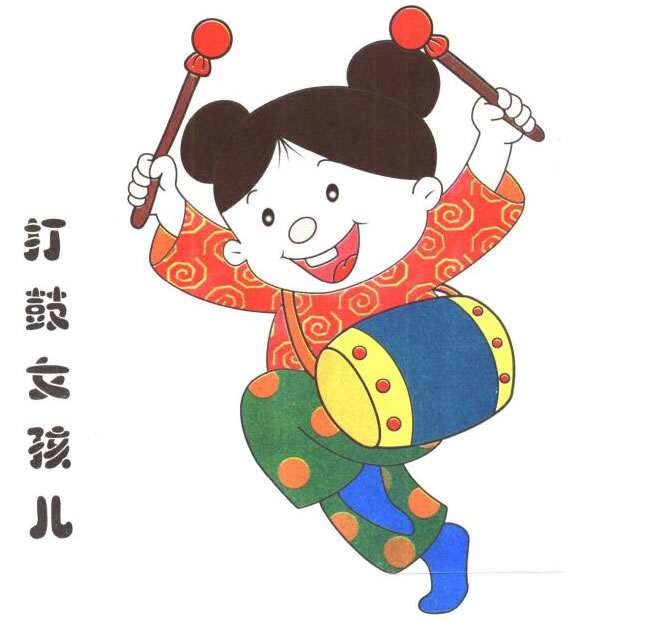 打鼓女孩的兒童卡通畫法步驟