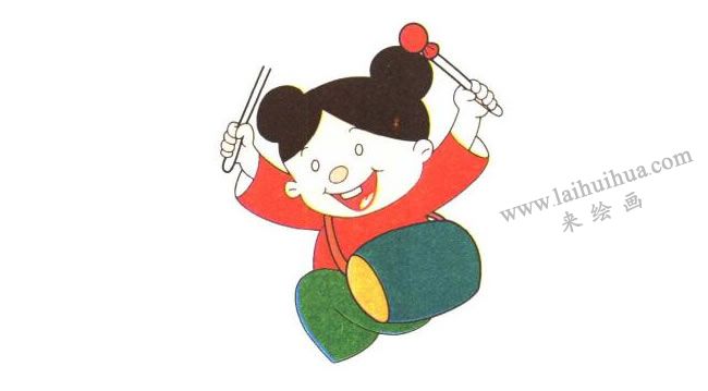 女孩的身體和腰鼓