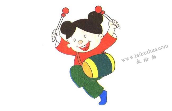 鼓槌和女孩的右腳