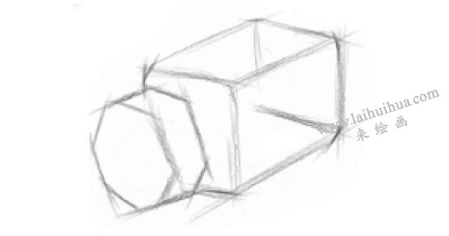 玻璃瓶子素描畫法步驟02