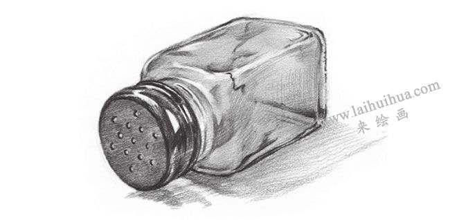 玻璃瓶子素描畫法步驟09