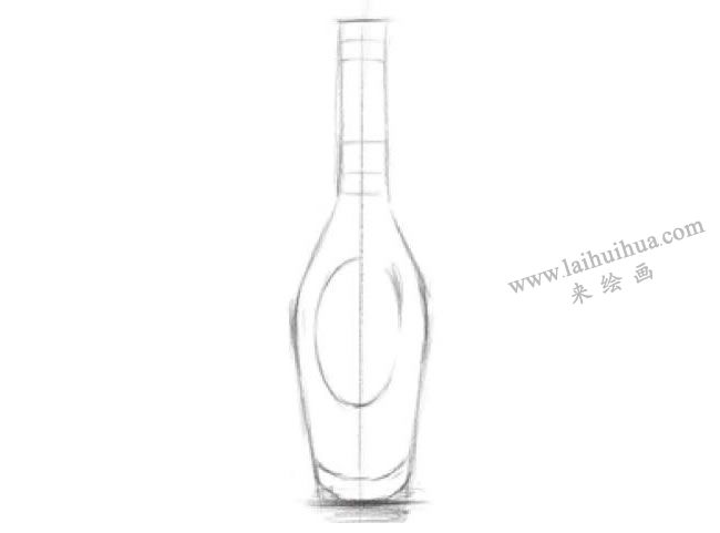 透明的酒瓶素描畫法步驟02