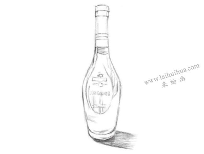 透明的酒瓶素描畫法步驟03