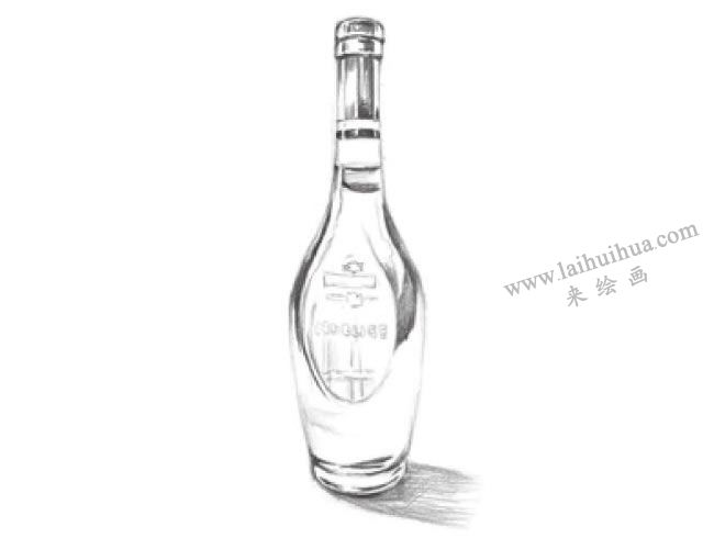 透明的酒瓶素描畫法步驟04
