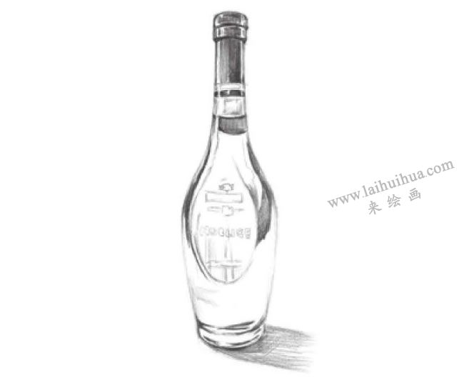 透明的酒瓶素描畫法步驟05