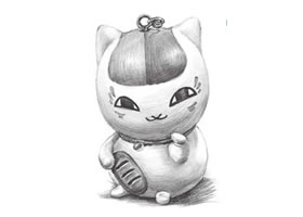 貓咪掛飾素描畫法步驟