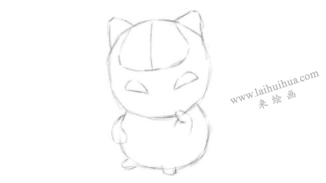 貓咪掛飾素描畫法步驟02