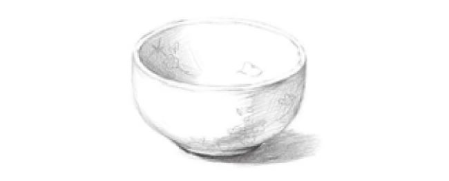 白色的陶瓷碗素描畫(huà)法步驟04