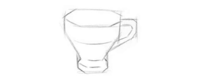 廚房里的玻璃杯子素描畫法步驟02