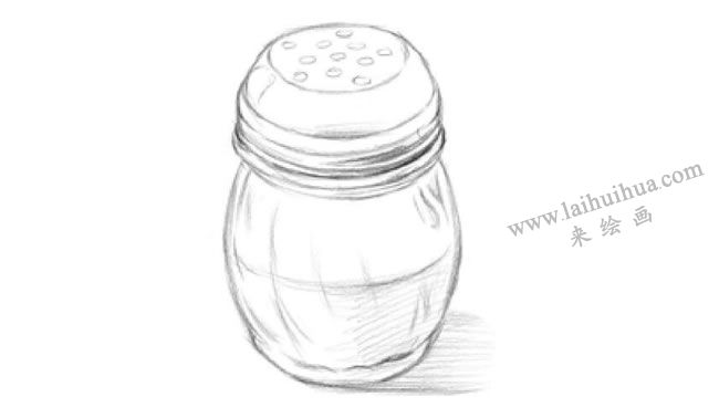 玻璃調(diào)味瓶素描畫法步驟03