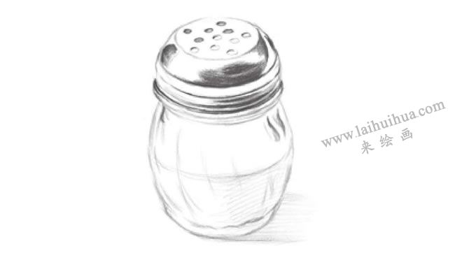 玻璃調(diào)味瓶素描畫法步驟04