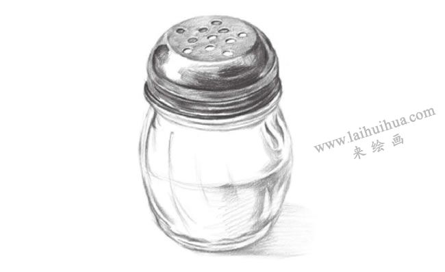 玻璃調(diào)味瓶素描畫法步驟06