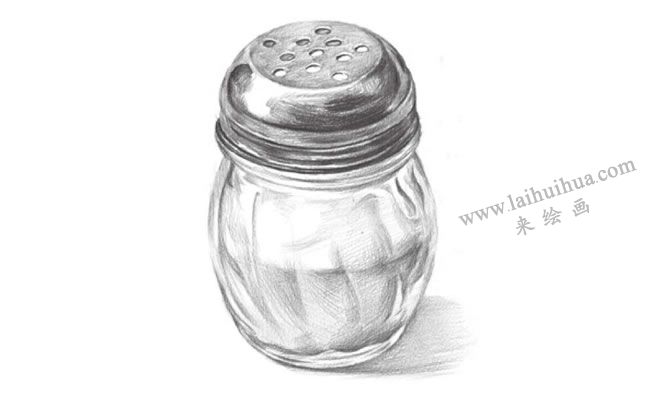 玻璃調(diào)味瓶素描畫法步驟07