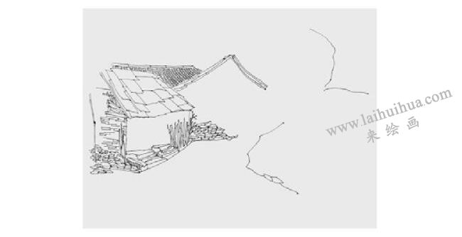 鄉(xiāng)村小屋風(fēng)景速寫畫法步驟02