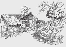 鄉(xiāng)村小屋風(fēng)景速寫畫法步驟