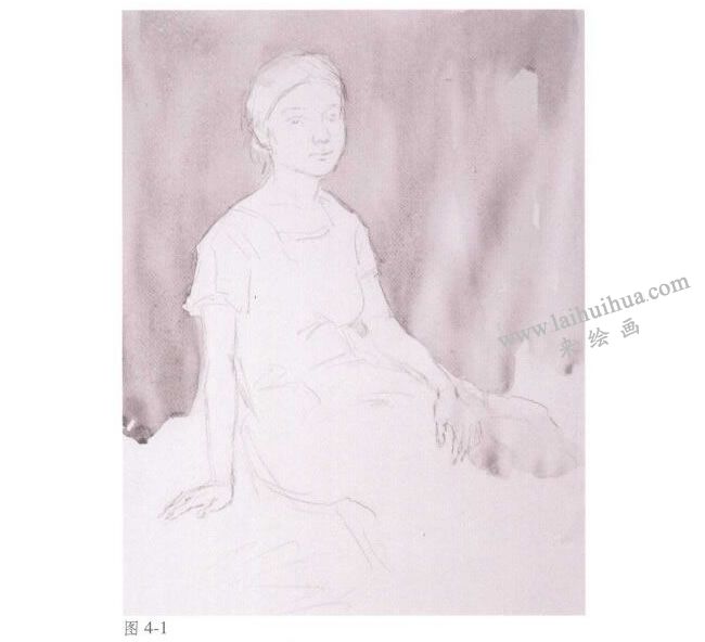 人物《女青年半身像》水彩畫法步驟01