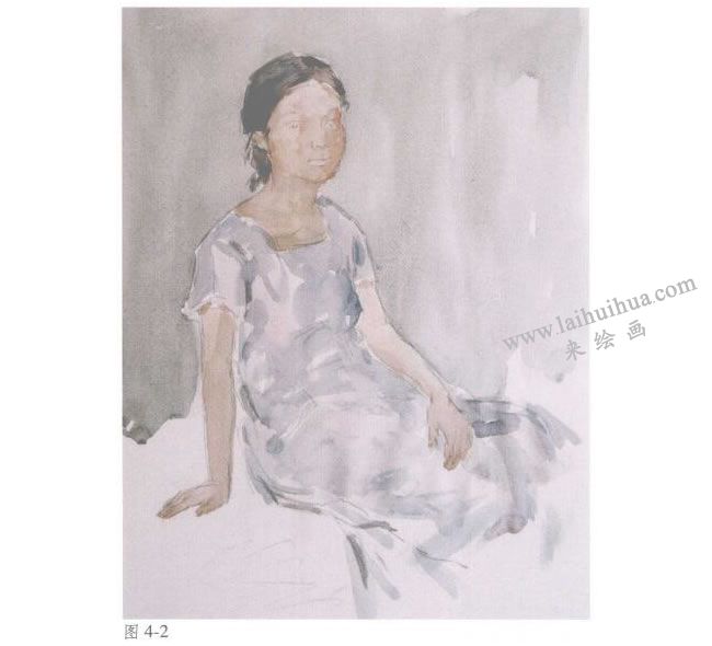 人物《女青年半身像》水彩畫法步驟02