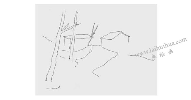農(nóng)家小徑風(fēng)景速寫畫法步驟01